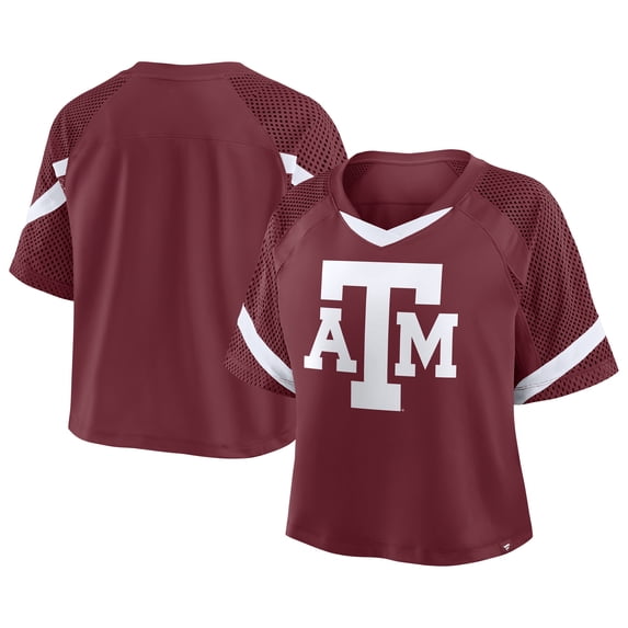 Women's Fanatics Maroon Texas A&M Aggies Oversized Raglan V-Neck Fashion Jersey
