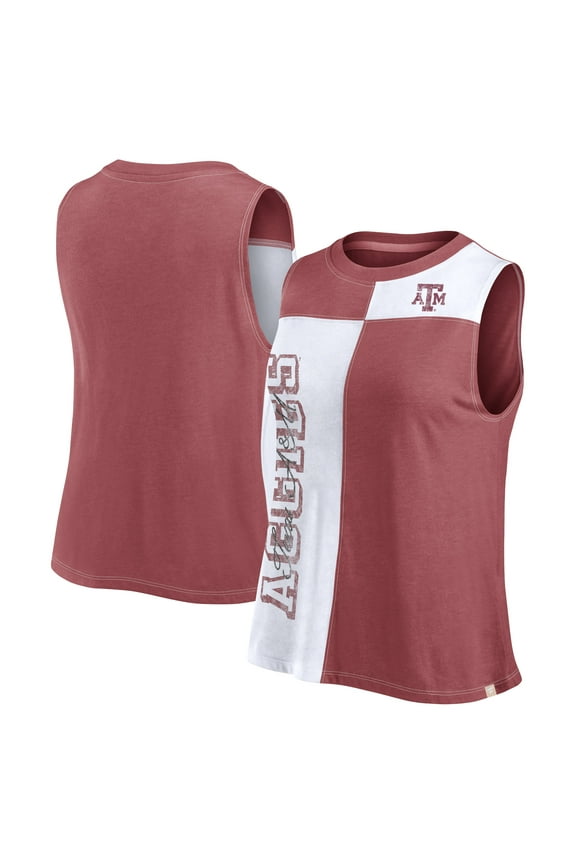 Women's Fanatics Maroon/White Texas A&M Aggies Colorblock High Neck Tank Top