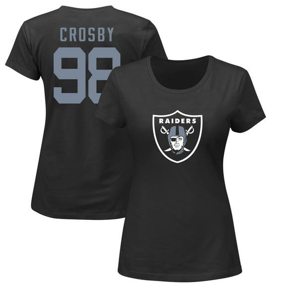 Women's Fanatics Maxx Crosby Black Las Vegas Raiders Plus Size Name & Number V-Neck T-Shirt