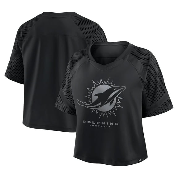 Women's Fanatics Miami Dolphins Oversized Raglan V-Neck Blackout Fashion Jersey