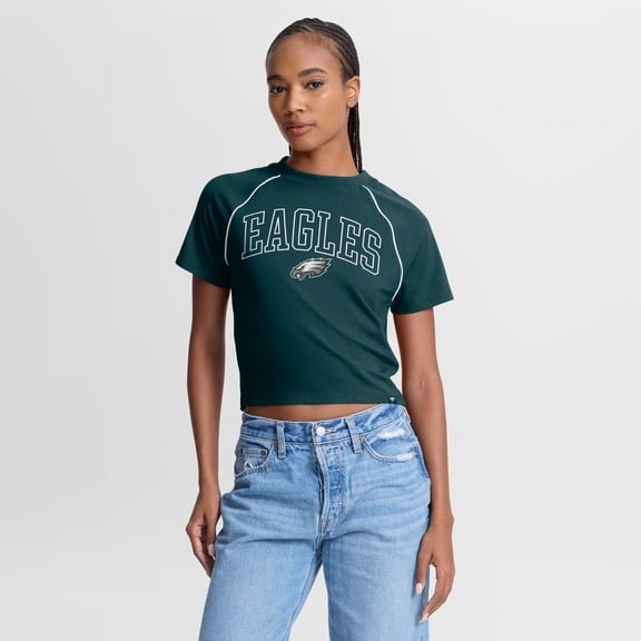 Women's Fanatics Midnight Green Philadelphia Eagles Offensive Scheme Raglan Tri-Blend Cropped Top