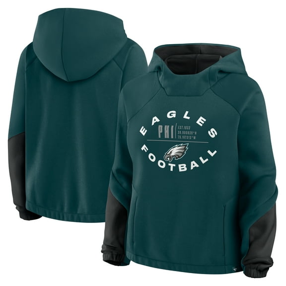 Women's Fanatics Midnight Green Philadelphia Eagles Oversized-Redzone Bubble Screen Pullover Hoodie