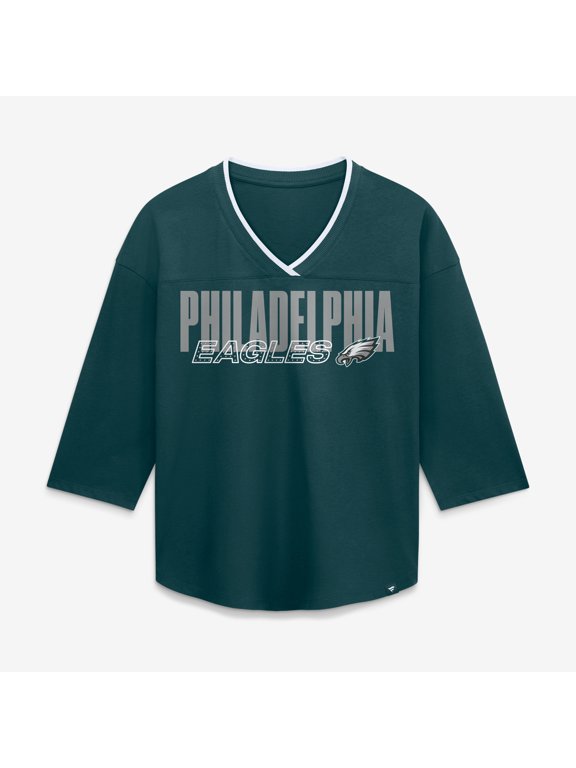 Women's Fanatics Midnight Green Philadelphia Eagles Plus Size Deceptive Juke 3/4-Sleeve V-Neck T-Shirt