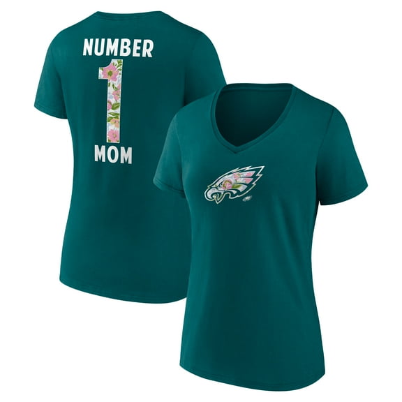 Women's-Fanatics  Midnight Green Philadelphia Eagles Plus Size Mother's Day Floral V-Neck T-Shirt