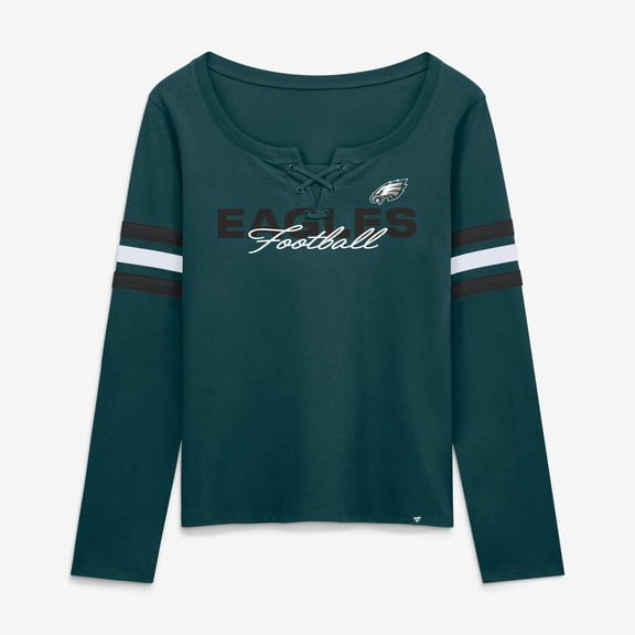 Women's Fanatics Midnight Green Philadelphia Eagles Team First Coverage Scheme Lace-Up Long Sleeve T-Shirt