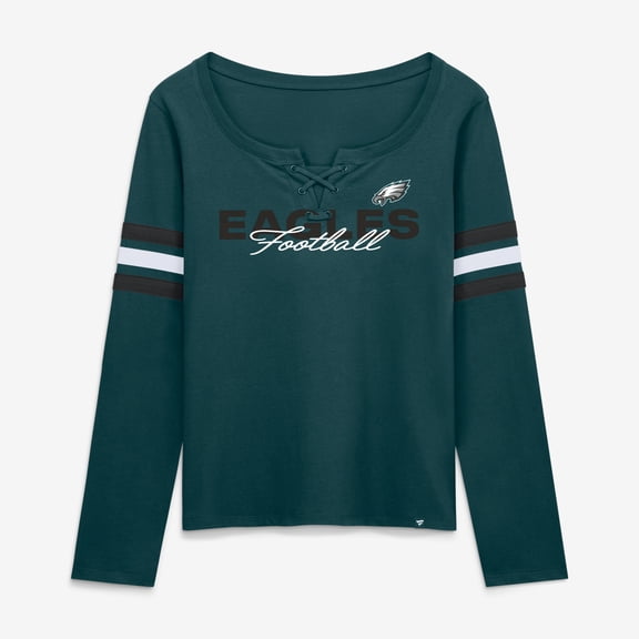 Women's Fanatics Midnight Green Philadelphia Eagles Team First Coverage Scheme Lace-Up Long Sleeve T-Shirt