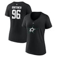 thumbnail image 1 of Women's Fanatics Mikko Rantanen Black Dallas Stars Authentic Stack Name & Number V-Neck T-Shirt, 1 of 3