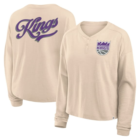 Women's-Fanatics Natural Sacramento Kings Boxed Out Drop Fashion Long Sleeve T-Shirt