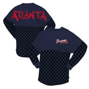 Womens Fanatics Navy Atlanta Braves Checker Print Long Sleeve T-Shirt