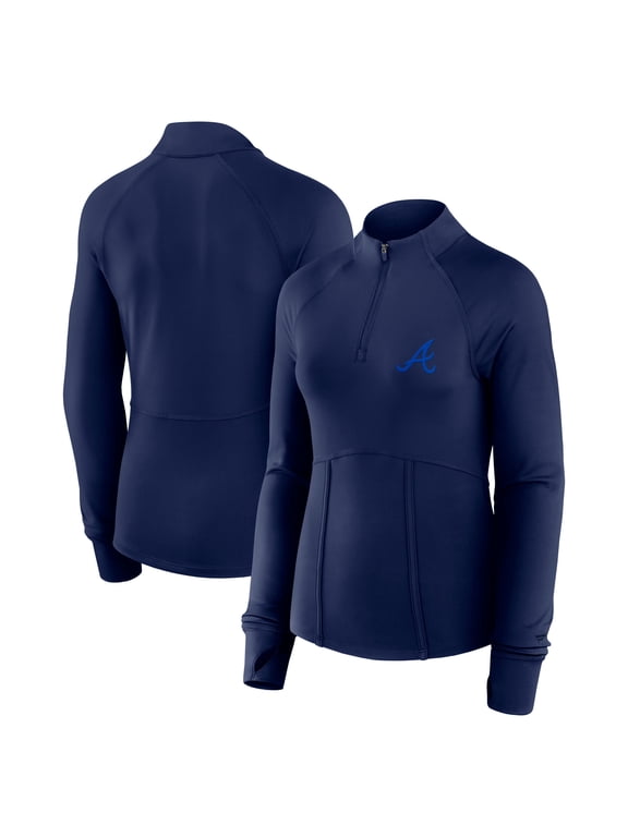 Women's Fanatics Navy Atlanta Braves Elements Raglan Tri-Blend Quarter-Zip Top