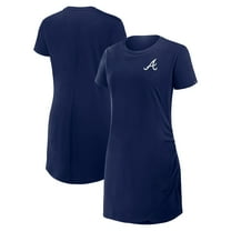 Women's Fanatics Navy Atlanta Braves Ruched Drape T-Shirt Dress