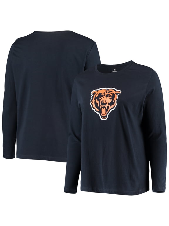 Women's Fanatics Navy Chicago Bears Plus Size Primary Logo Long Sleeve T-Shirt