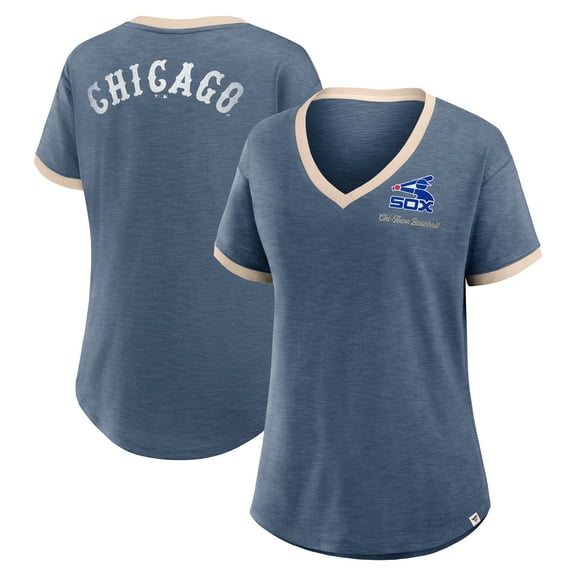 Women's Fanatics Navy Chicago White Sox Binge Worthy Stadium Slub V-Neck T-Shirt