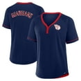 thumbnail image 1 of Women's Fanatics Navy Cleveland Guardians League Diva Star Raglan V-Neck T-Shirt, 1 of 5