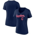 thumbnail image 1 of Women's Navy Cleveland Guardians Lockup V-Neck T-Shirt, 1 of 3