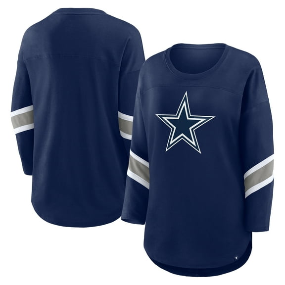 Women's Fanatics Navy Dallas Cowboys Plus Size Redzone 3/4-Sleeve Scoop Neck T-Shirt