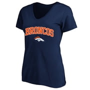 Womens Fanatics Navy Denver Broncos Plus Size Arch Over Logo V-Neck T-Shirt
