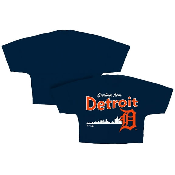 Women's Fanatics  Navy Detroit Tigers Skyline Crop T-Shirt