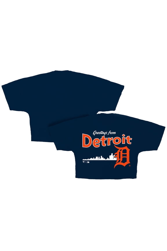 Women's Fanatics Navy Detroit Tigers Skyline Crop T-Shirt