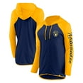 thumbnail image 1 of Women's Fanatics Navy/Gold Milwaukee Brewers Script Sleeve Full-Zip Hoodie, 1 of 3