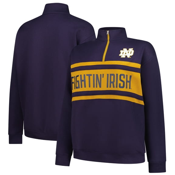 Women's Fanatics Navy/Gold Notre Dame Fighting Irish Plus Size Quarter-Zip Pullover