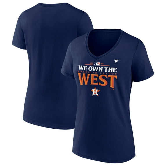 Women's Fanatics Navy Houston Astros 2024 AL West Division Champions Locker Room V-Neck T-Shirt