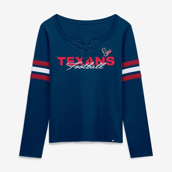 Women's Fanatics  Navy Houston Texans Team First Coverage Scheme Lace-Up Long Sleeve T-Shirt