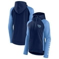 thumbnail image 1 of Women's Fanatics Navy/Light Blue Tennessee Titans End Around Lightweight Raglan Full-Zip Hoodie Jacket, 1 of 3