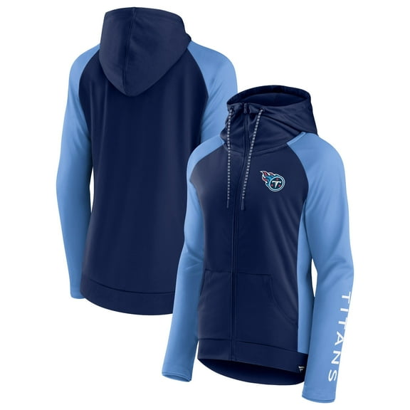 Women's Fanatics Navy/Light Blue Tennessee Titans End Around Lightweight Raglan Full-Zip Hoodie Jacket