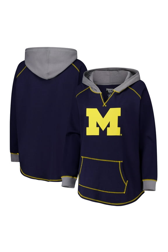 Women's Fanatics Navy Michigan Wolverines Plus Size Boom Pullover Hoodie