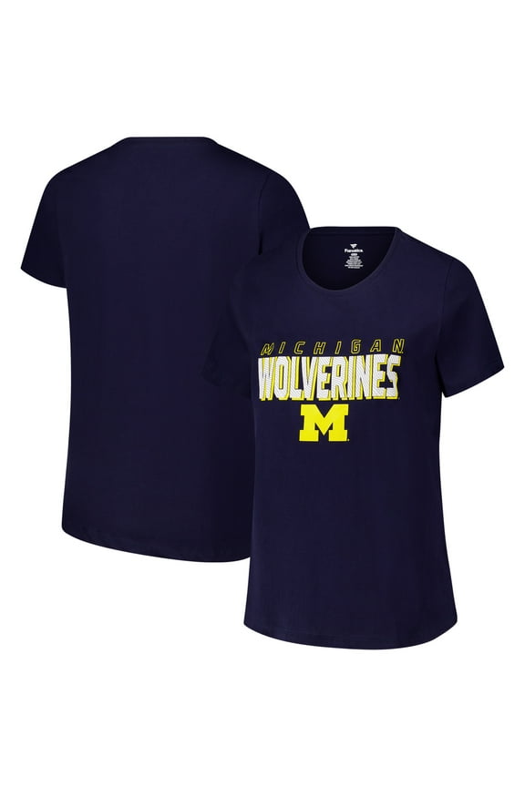 Women's Fanatics Navy Michigan Wolverines Plus Size Lean Scoop Neck T-Shirt