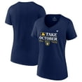 thumbnail image 1 of Women's Fanatics  Navy Milwaukee Brewers 2023 Postseason Locker Room V-Neck T-Shirt, 1 of 3