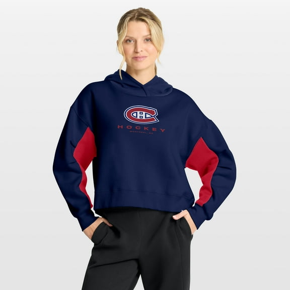 Women's Fanatics Navy Montreal Canadiens Back Check Boxy Hoodie