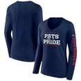thumbnail image 1 of Women's Fanatics Navy New England Patriots Hometown Sweep Long Sleeve V-Neck T-Shirt, 1 of 3