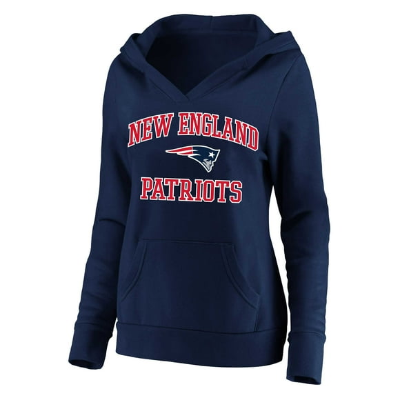Women's Fanatics Navy New England Patriots Plus Size Heart & Soul V-Neck Hoodie