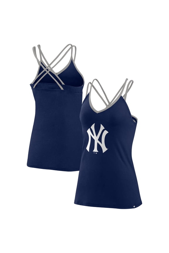 Women's Fanatics Navy New York Yankees Barrel It Up Cross Back V-Neck Tank Top