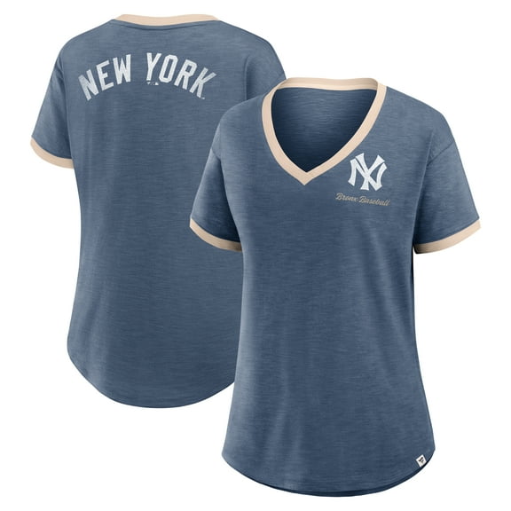 Women's Fanatics Navy New York Yankees Binge Worthy Stadium Slub V-Neck T-Shirt