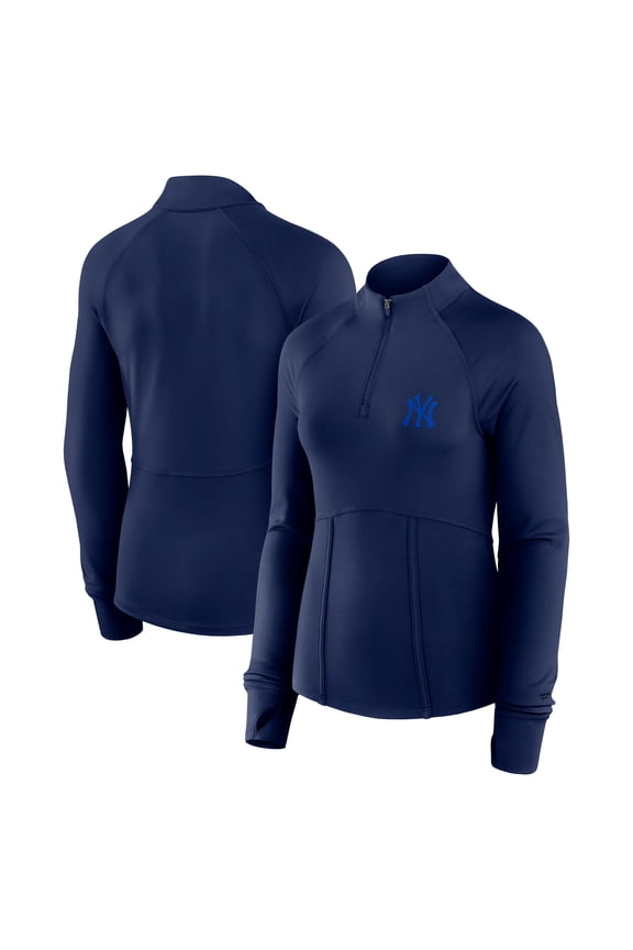 Women's Fanatics Navy New York Yankees Elements Raglan Tri-Blend Quarter-Zip Top