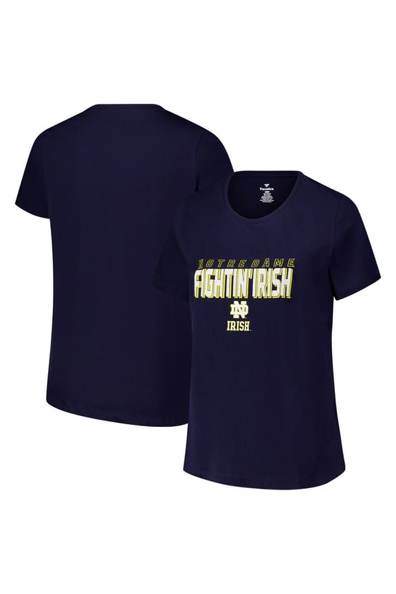 Women's Fanatics Navy Notre Dame Fighting Irish Plus Size Lean Scoop Neck T-Shirt
