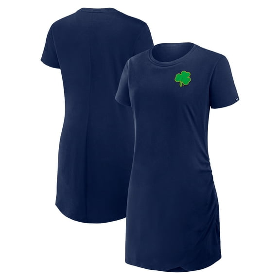 Women's Fanatics Navy Notre Dame Fighting Irish Ruched Drape T-Shirt Dress