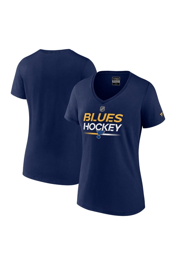 Women's Fanatics Navy St. Louis Blues Authentic Pro V-Neck T-Shirt