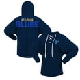thumbnail image 1 of Women's Fanatics Navy St. Louis Blues Jersey Lace-Up V-Neck Long Sleeve Hoodie T-Shirt, 1 of 3