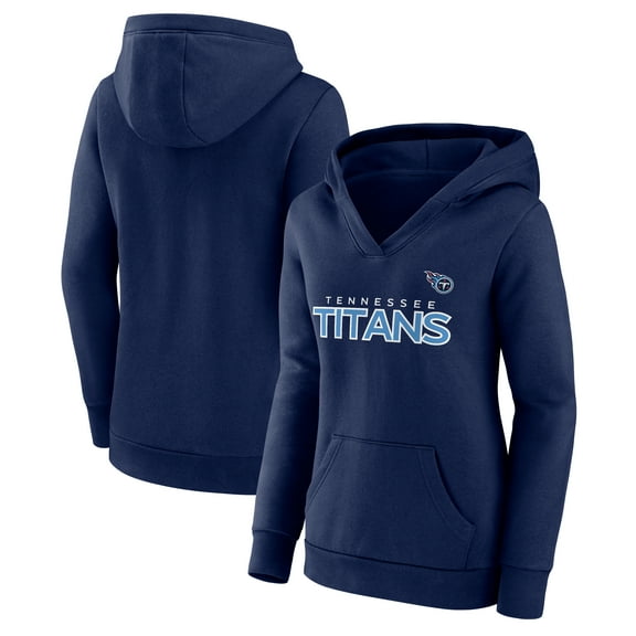 Women's Fanatics Navy Tennessee Titans Iconic Cotton Fleece Checklist Pullover Hoodie