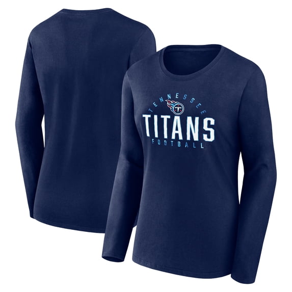 Women's Fanatics Navy Tennessee Titans Plus Size Foiled Play Long Sleeve T-Shirt