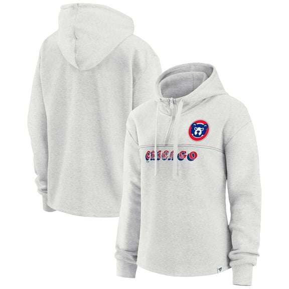 Women's Fanatics Oatmeal Chicago Cubs True Classics Legacy Quarter-Zip Hoodie