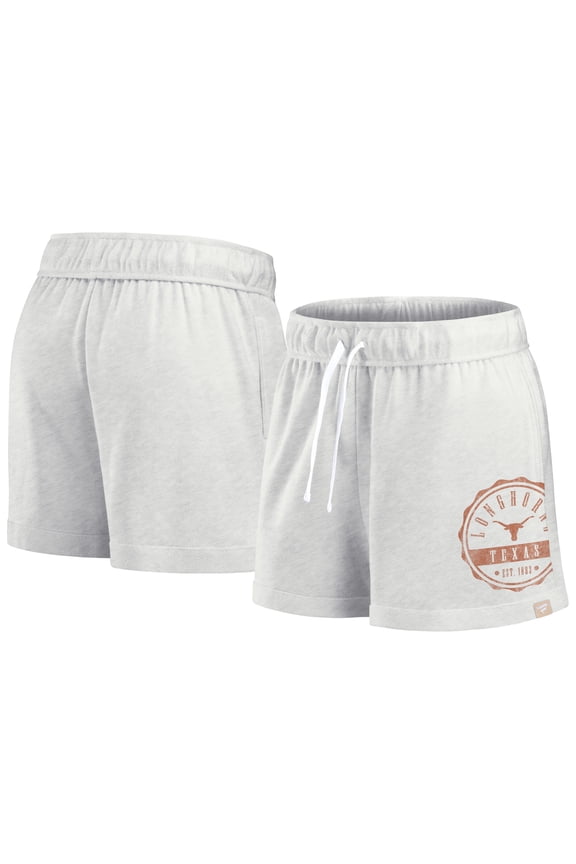 Women's Fanatics Oatmeal Texas Longhorns Win Badge Shorts
