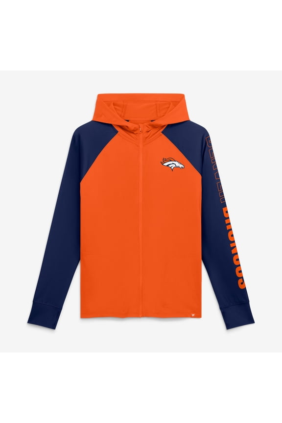 Women's Fanatics Orange/Navy Denver Broncos Cornerback Blitz- Raglan Full-Zip Hoodie