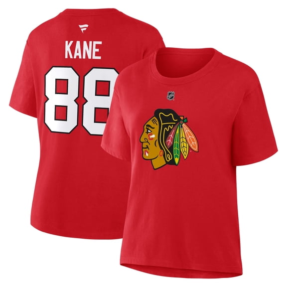 Women's Fanatics Patrick Kane Red Chicago Blackhawks Authentic Stack Name & Number T-Shirt