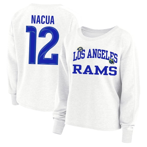 Women's Fanatics Puka Nacua White Los Angeles Rams Plus Size Oversized Name & Number Sweatshirt