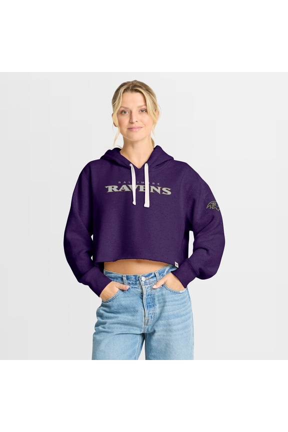 Women's Fanatics Purple Baltimore Ravens Oversized Hometown Heritage Cropped Hoodie